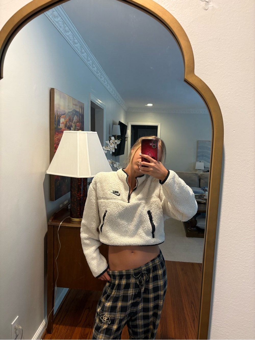 Nike Cream Sherpa Cropped Half-Zip Pullover